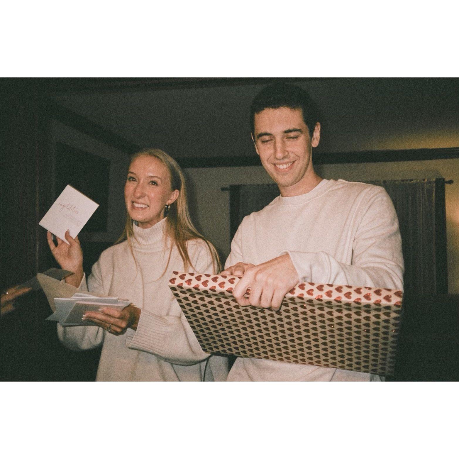 Immediately after the proposal, Tommy surprised me with a party with all of our friends and family.