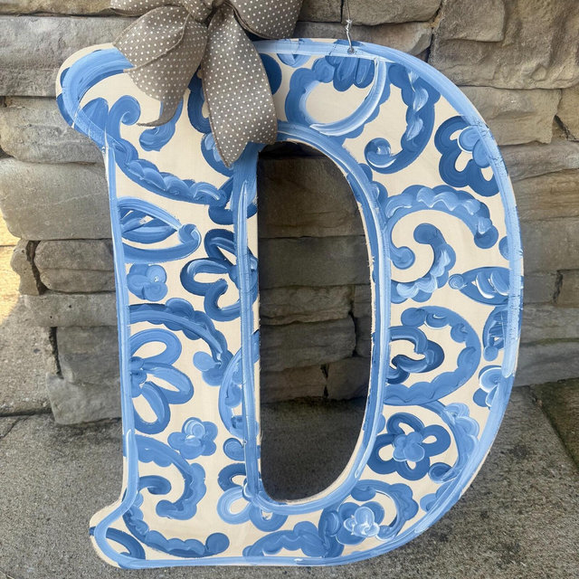 Initial door hanger | Initial and Name Door Hanger | Single initial mounted | blue decor