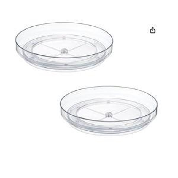 2 Pack 9 Inch Clear Acrylic Lazy Susan, Non-Skid Turntable Organizer for Cabinet, Kitchen, Pantry Organization Storage, Refrigerator, Vanity Makeup, Bathroom Countertop Organizing, Rotating Spice Rack