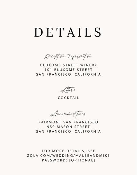 Keanu | Off-White | Zola Wedding Enclosure Cards