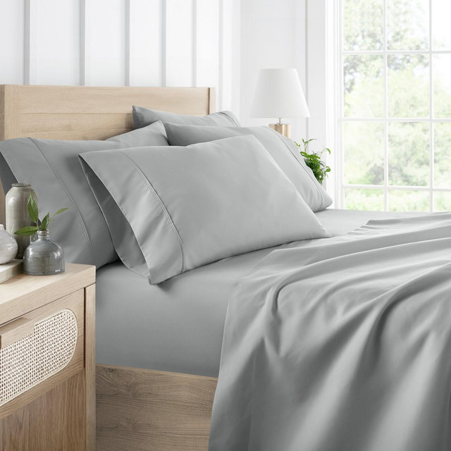 Solid 6 Piece Sheet Set - Ultra Soft - Becky Cameron , Light Gray, Full
