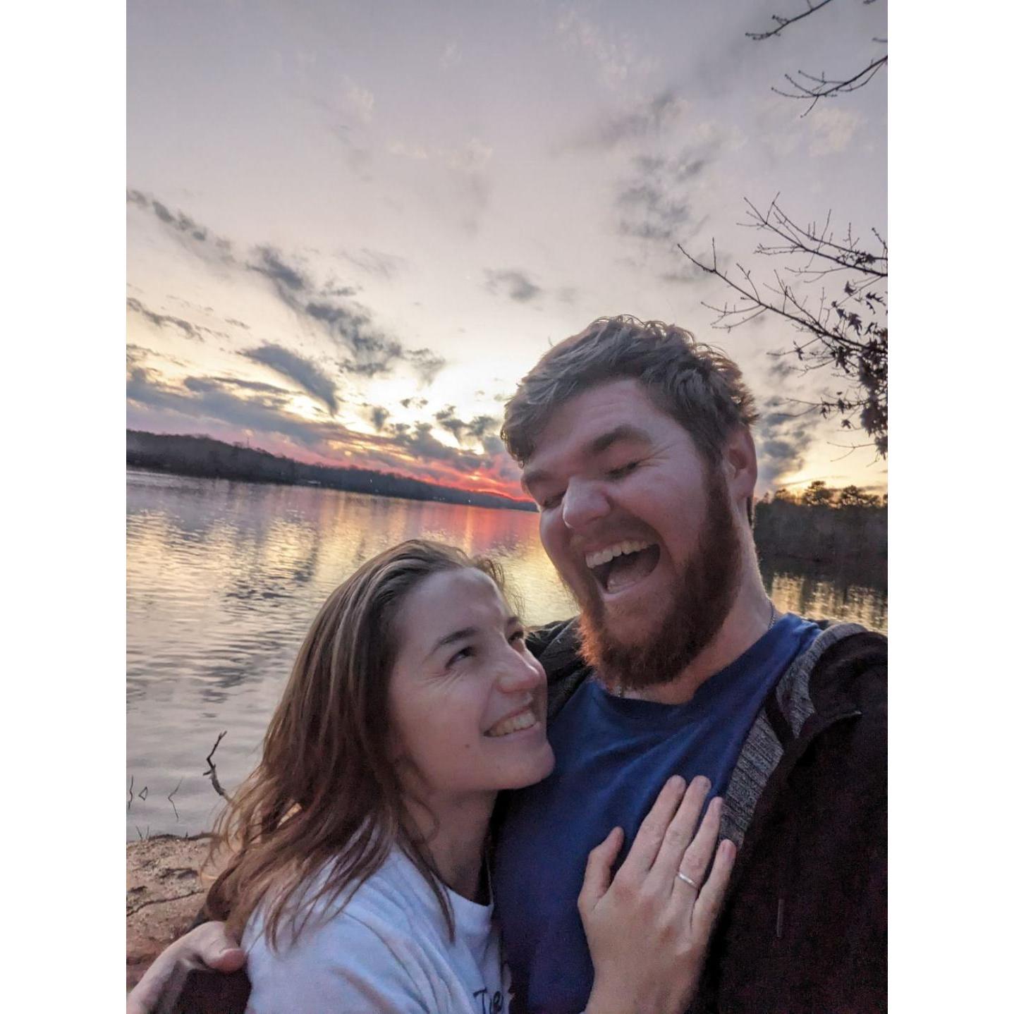 We are excited to be fiancees. Does it show?