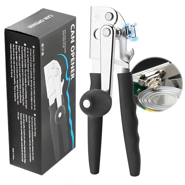 Roryimke Commercial Can Opener Manual Heavy Duty Stainless Steel Handheld Smooth Edge Can Opener for Seniors for Kitchen