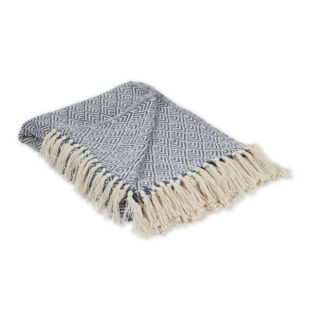 DII Diamond Throw Collection Cotton Woven, 50x60, French Blue
