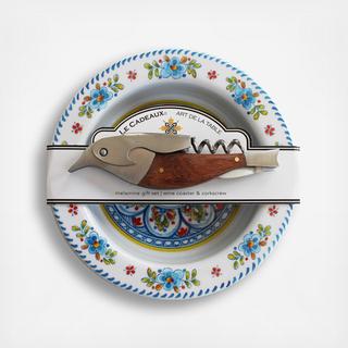 Madrid Melamine Wine Coaster & Wood Corkscrew Gift Set