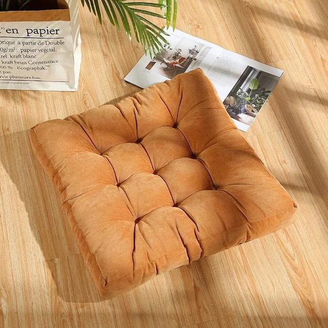 Nathime Floor Pillow Square Meditation Pillow for Seating on Floor Thick Tufted Seat Cushion for Living Room Hanging Swing Chair Window Pads 22x22 Inch, Khaki, 1Pc