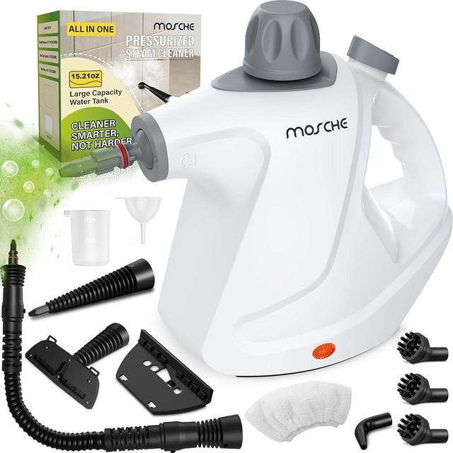 Multi-Surface Handheld Steam Cleaner with 11-Pieces Accessories, 15.2OZ All Natural Pressurized Steamer for Cleaning, Multipurpose Steam Cleaner for Home to Remove Dirt, Grout, Tile, Grease and More