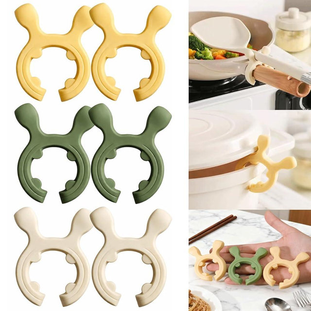 6PCS Silicone Spoon Holder for Pot,Clip-On Pot Spoon Holder, Non-Slip Spoon Holder Stove Organizer,Steam Releaser,Non-Slip Utensil Rest for Ladle, Spatula and Cooking Utensils
