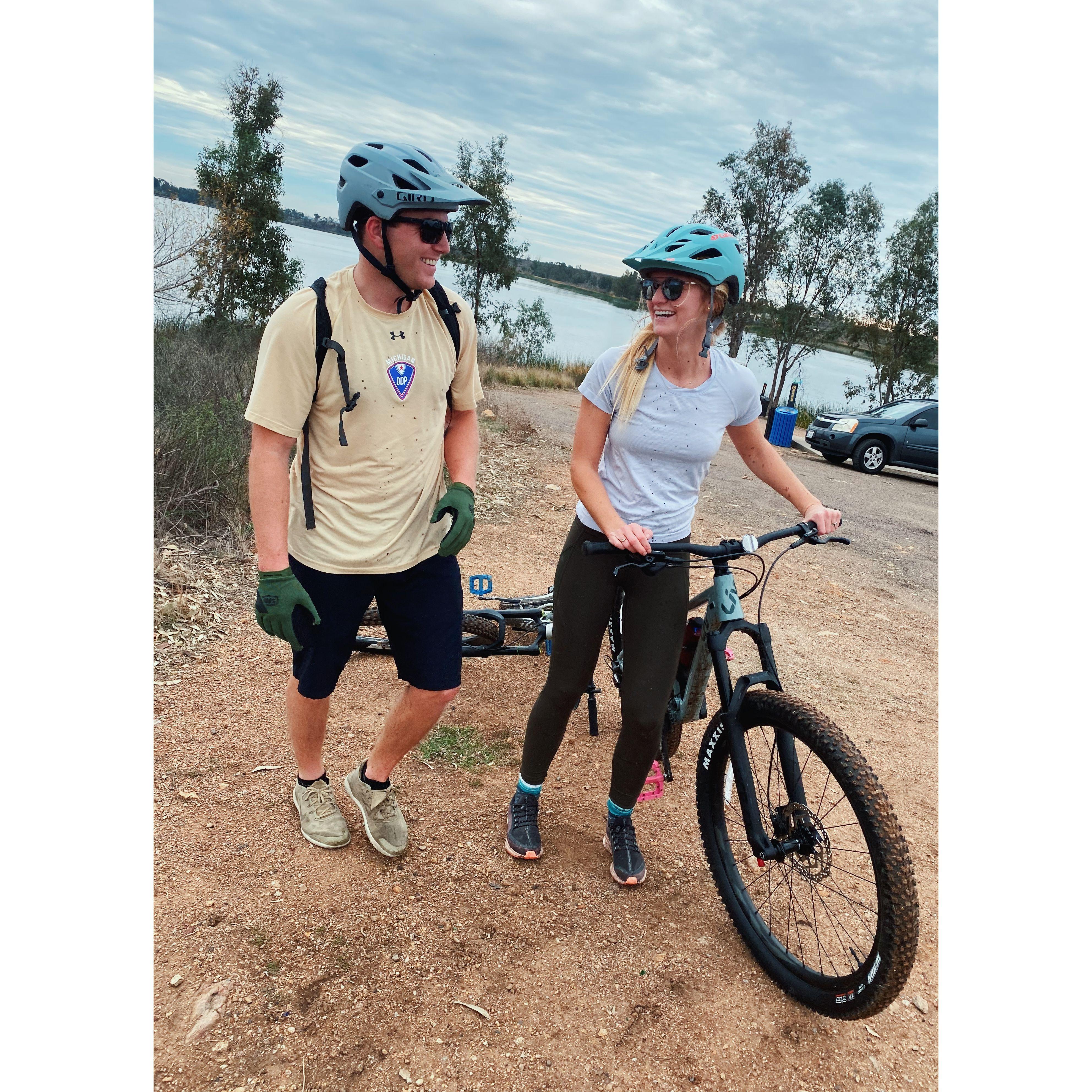 Chad taught Claire to Mountain Bike