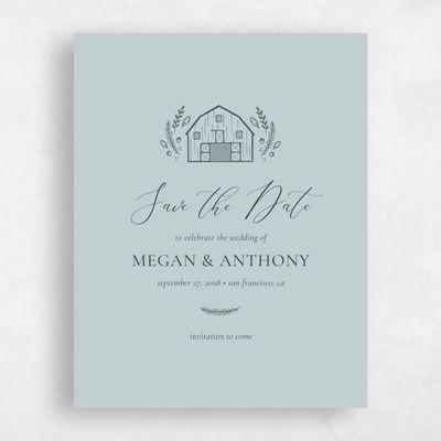 Soft Teal, Blue Wedding Save the Date - Humbyrd Portrait