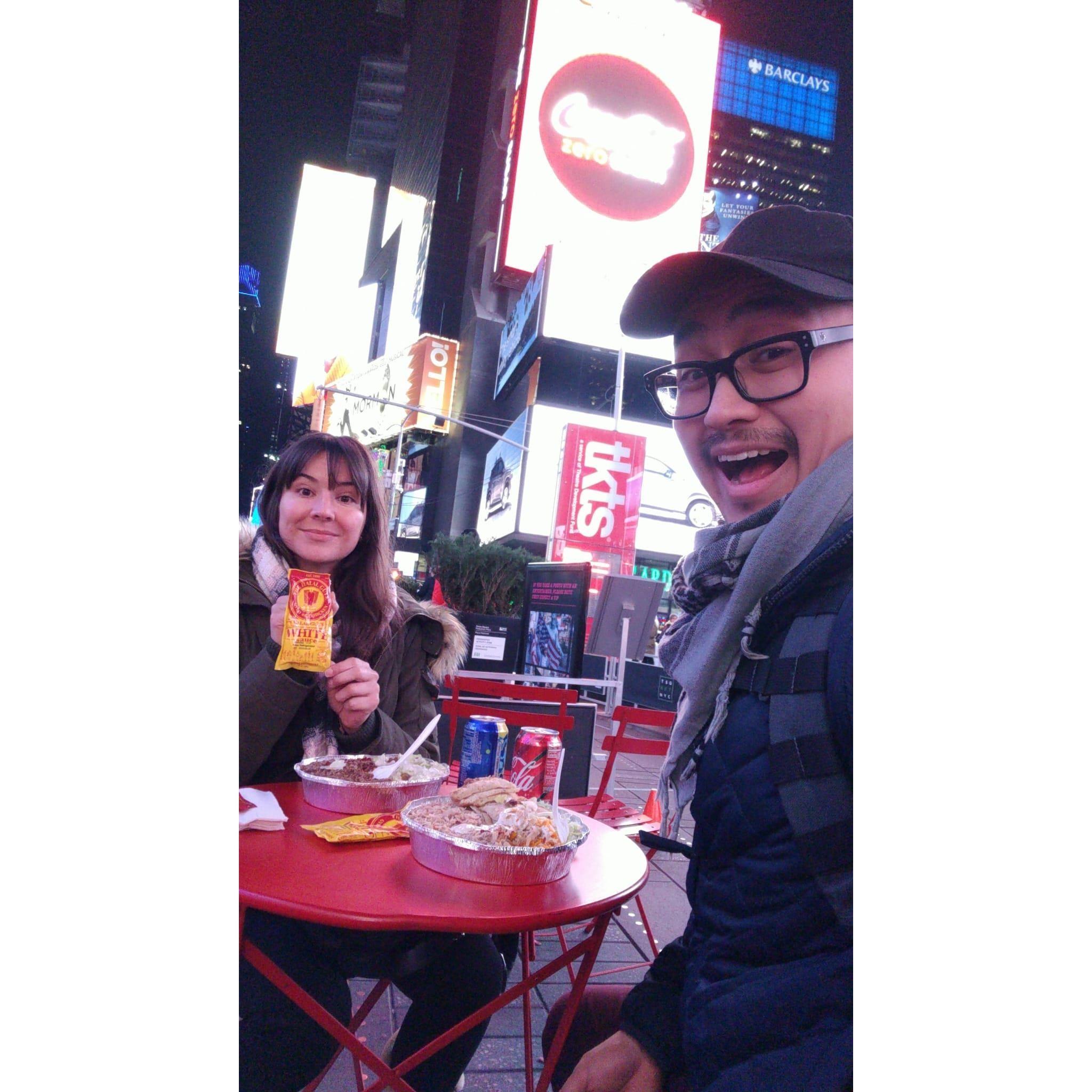Times Square eating Halal - A favorite pass time
