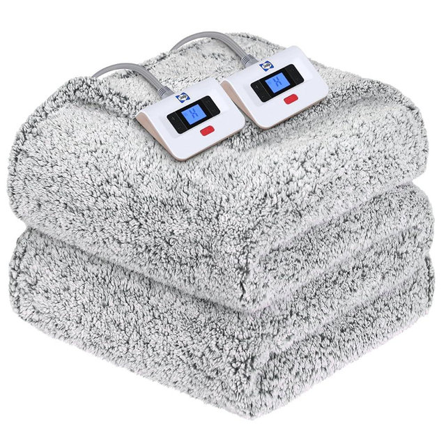 SEALY Electric Blanket Queen Size, Dual Control Soft Sherpa Heated Blanket with 10 Heating Levels & 1 to 12 Hours Auto-Off Settings Over-Heated Protection 84"x90" Machine Washable, Charcoal