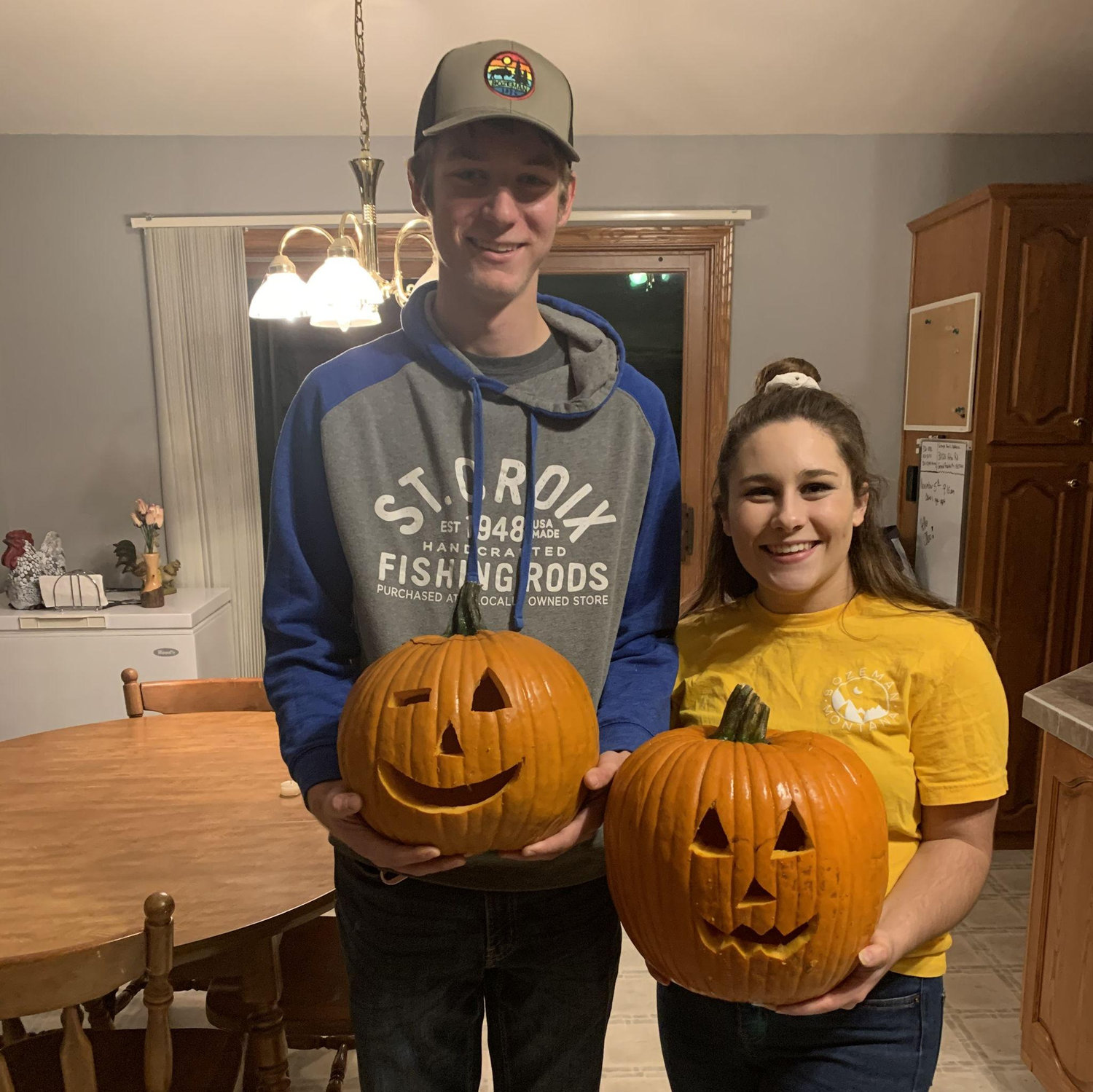 Carving pumpkins together