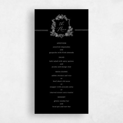 Black Wedding Menu - Lilah