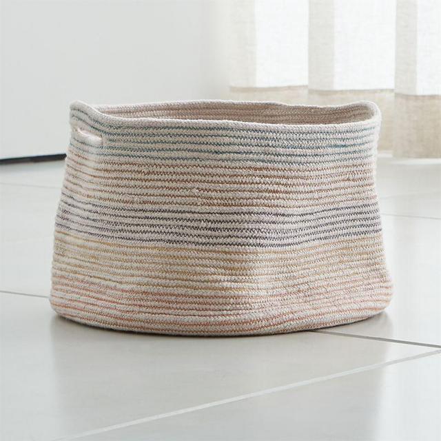Large Multicolor Zigzag Stitch Basket
