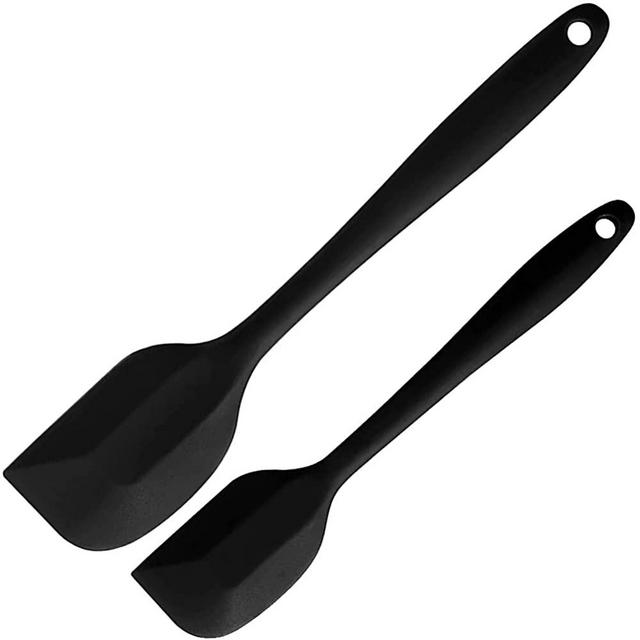 Silicone Spatula Set 2 Pcs Heat Resistant Rubber Spatula for Non-stick Cookware BPA Free (Black)