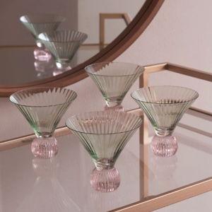 GLASS Venice Martini Set of 4 (Green and Pink)