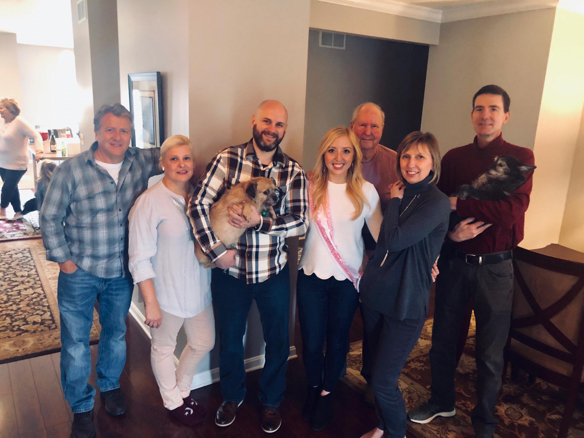 Posing with Jess's side of the family at our engagement party.