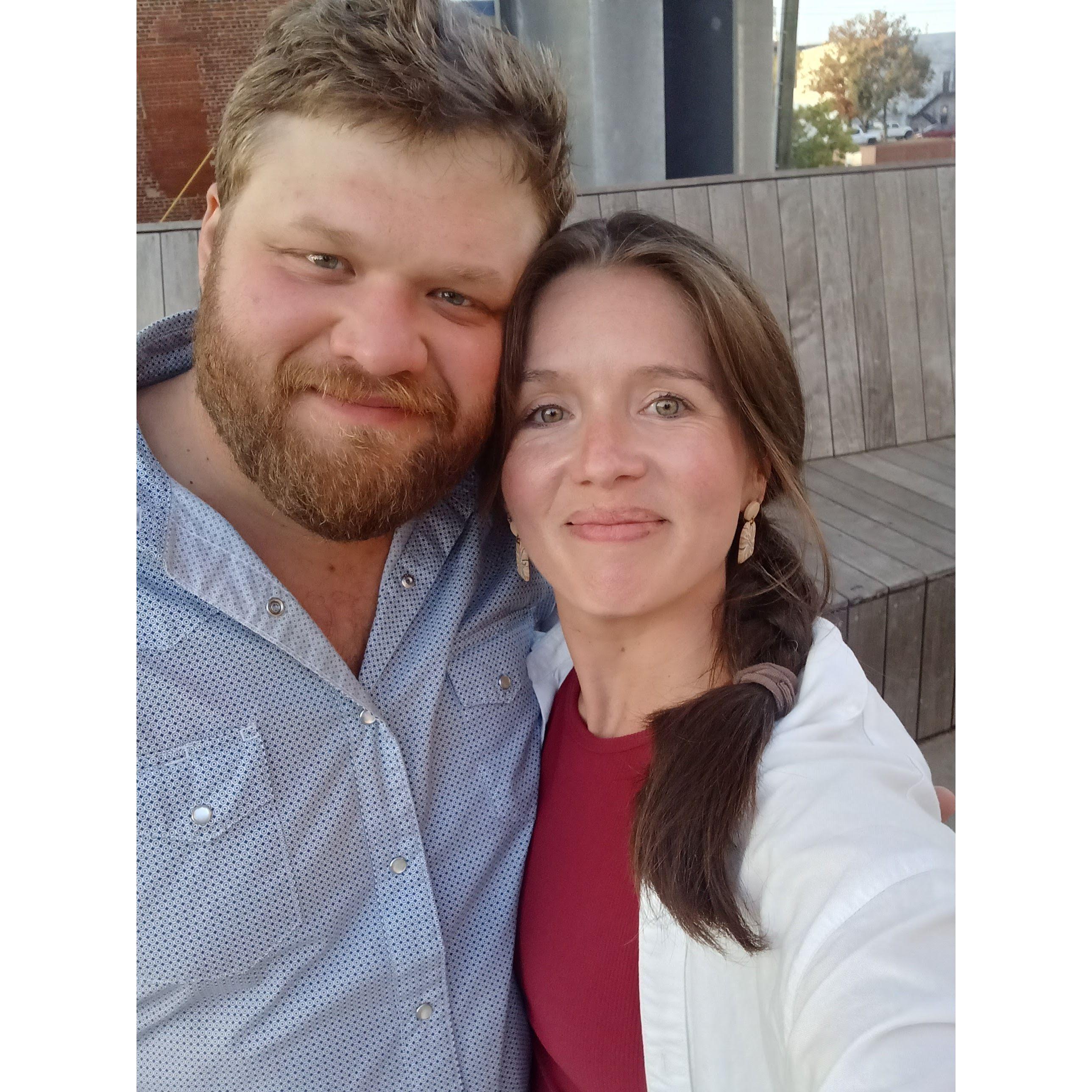 Celebrating our engagement in Raleigh, NC with a nice dinner out!