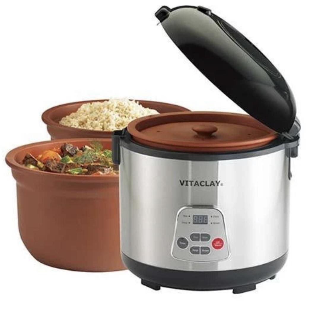 VitaClay 2-in-1 Organic Rice N' Slow Cooker in Clay Pot VF7700 see notes!