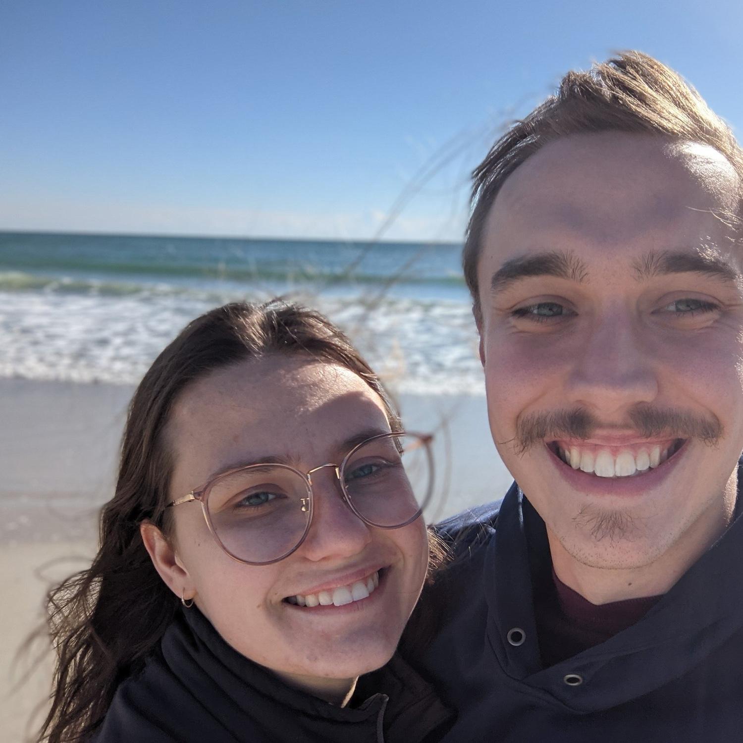 on the beach in Wilmington, NC, visiting our friend
