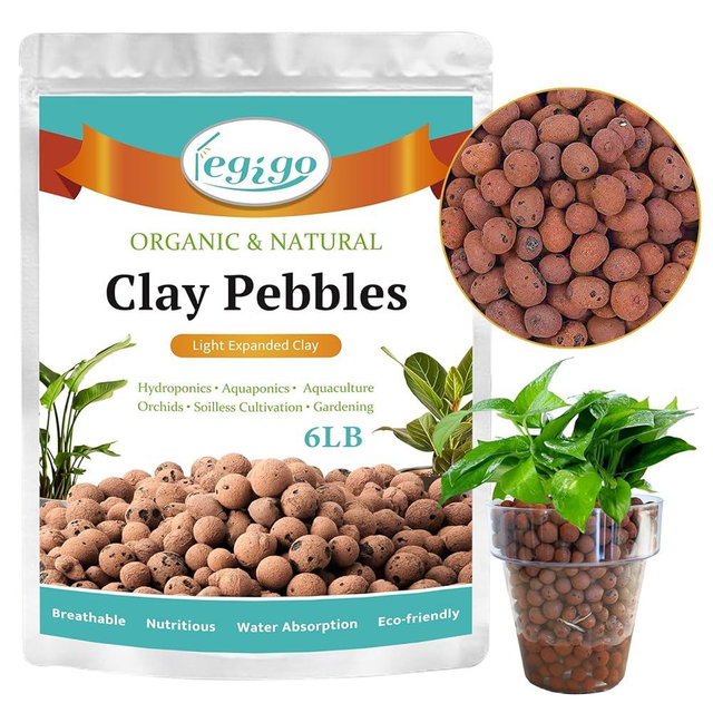 Legigo 6 LB Organic Leca Clay Pebbles for Plants, 4mm-16mm 100% Natural Leca Balls for Indoor Plants, Hydroton Clay Pebbles for Plants Hydroponic Aquaponics Growing Orchid Drainage Terrarium