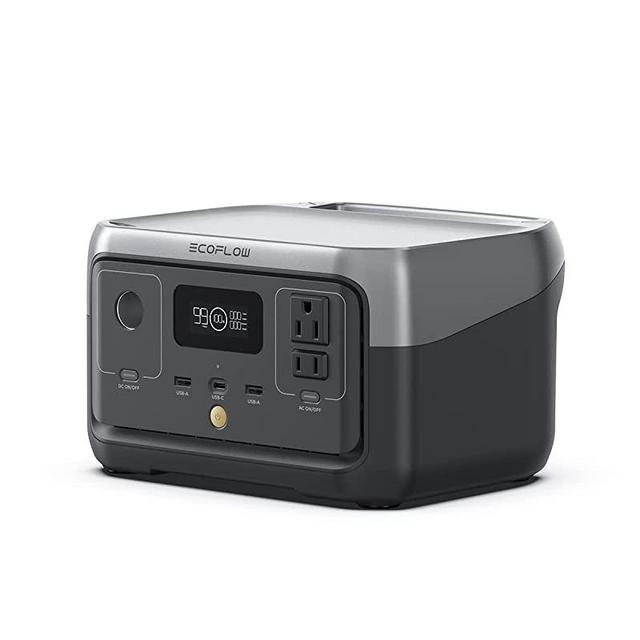 EF ECOFLOW Portable Power Station RIVER 2, 256Wh LiFePO4 Battery/ 1 Hour Fast Charging, 2 Up to 600W AC Outlets, Solar Generator (Solar Panel Optional) for Outdoor Camping/RVs/Home Use