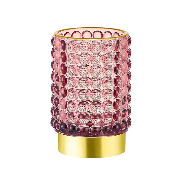 LEICURACE Makeup Brush Holder Organizer,Toothbrush Holders,Desk Pen Pencil Holder,Multifunctional Vintage Glass Brush Cup(A38-8-US/Red/L)