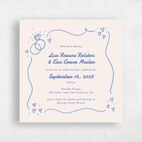 Blue Wedding Invitation - Aubrey Border