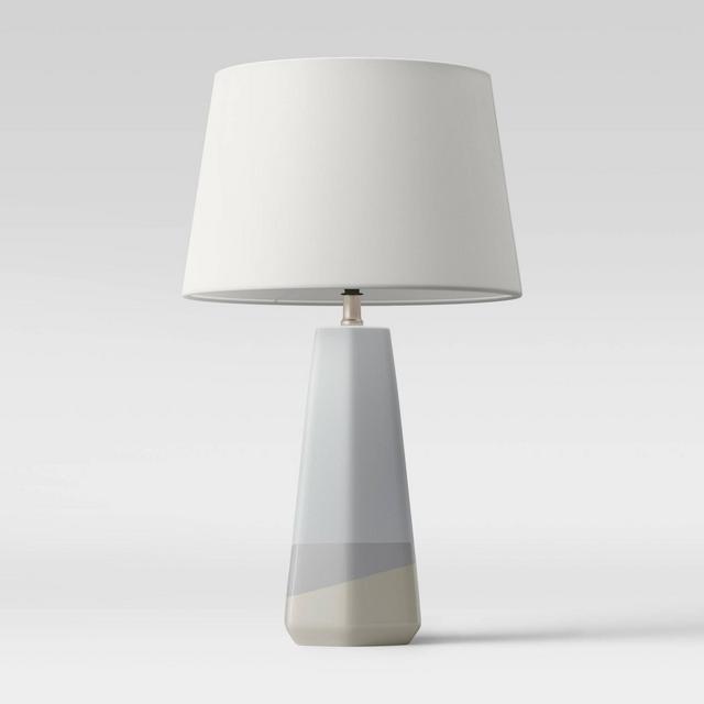 Large Dipped Ceramic Lamp with Linen Shade Blue/Cream - Threshold™