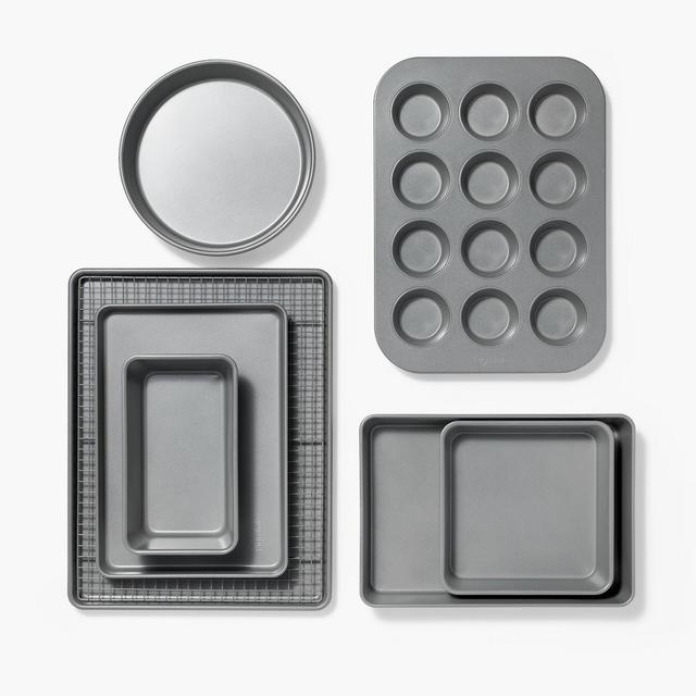 8pc Nonstick Bakeware Set Gray - Figmint™