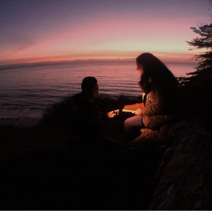 Sunset- check, views- check, proposal- check, quickly fading light - uncheck! Flash light to the rescue :)
