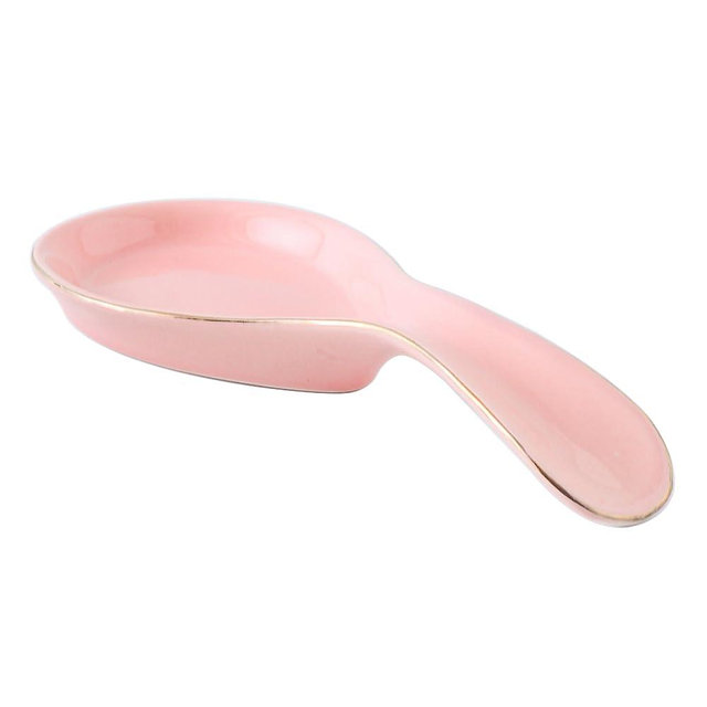 Maxramic Ceramic Spoon Rest for Stove Top, Pink Spoon Holder Utensil Rest, Cute spoon Rests for Coffee Bar Kitchen Decor Cooking Gift for Housewarming (Pink)