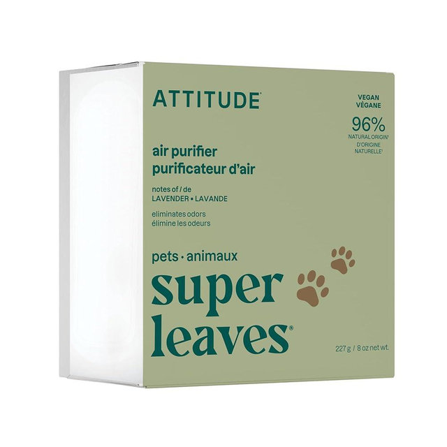 ATTITUDE Air Purifier with Activated Carbon Filter, Plant- and Mineral-Based Ingredients, Traps Pet Odors and Pollutants, Vegan and Cruelty-free, Lavender, 8 Ounces