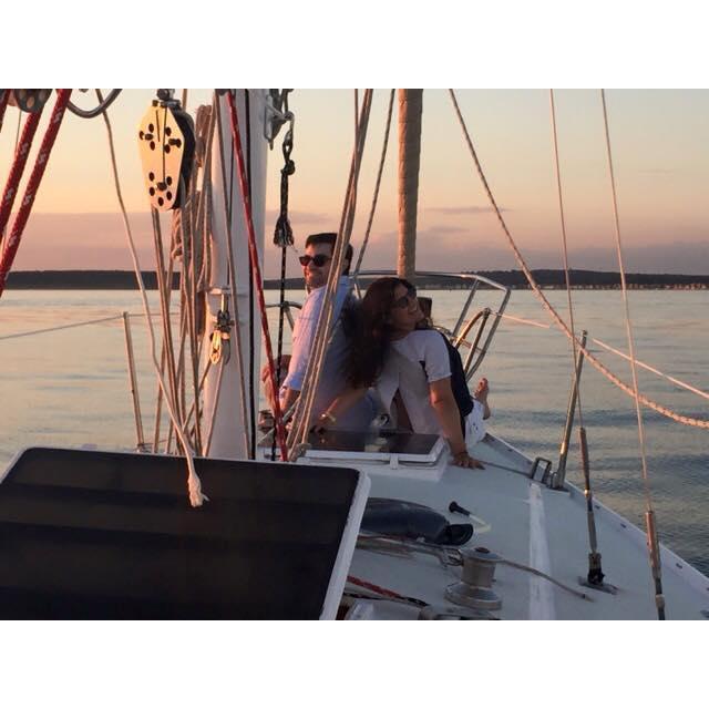 Soaking up an epic sunset sail and full moon-rise on Fishers Island Sound.