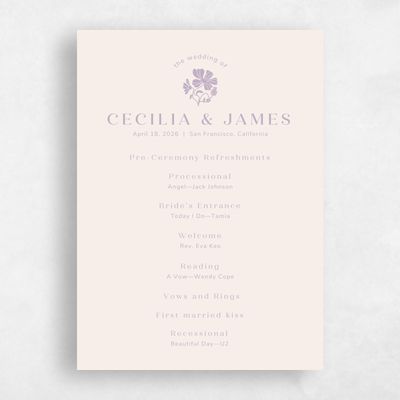 Lilac, Purple Wedding Program - Tiburon