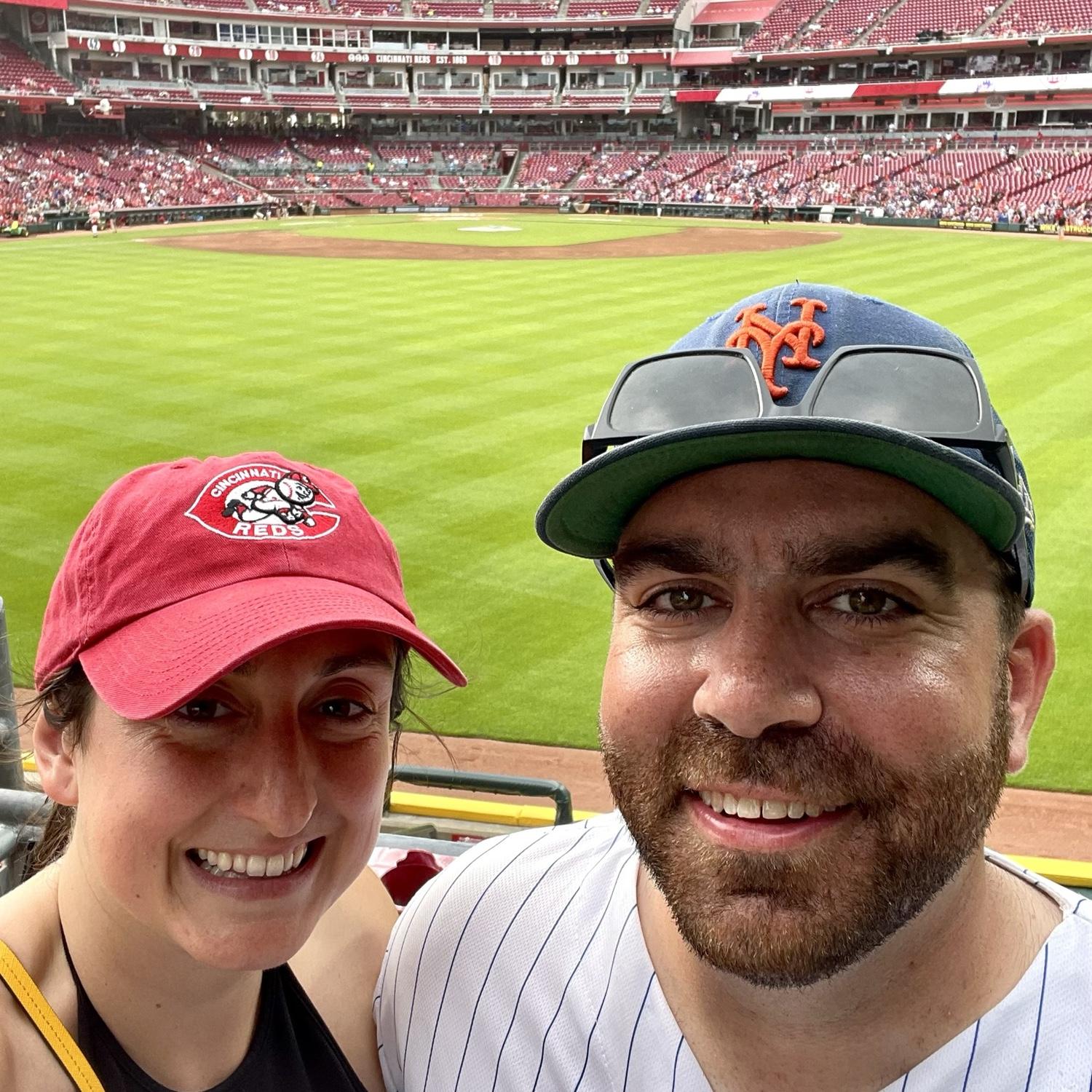 Our first baseball game together and the last time Gabby was not a Mets fan.