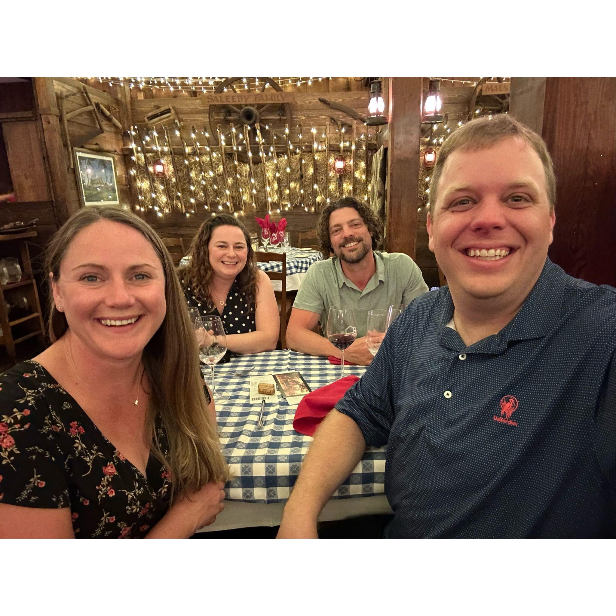 Post engagement celebration dinner with Jill and Adam.