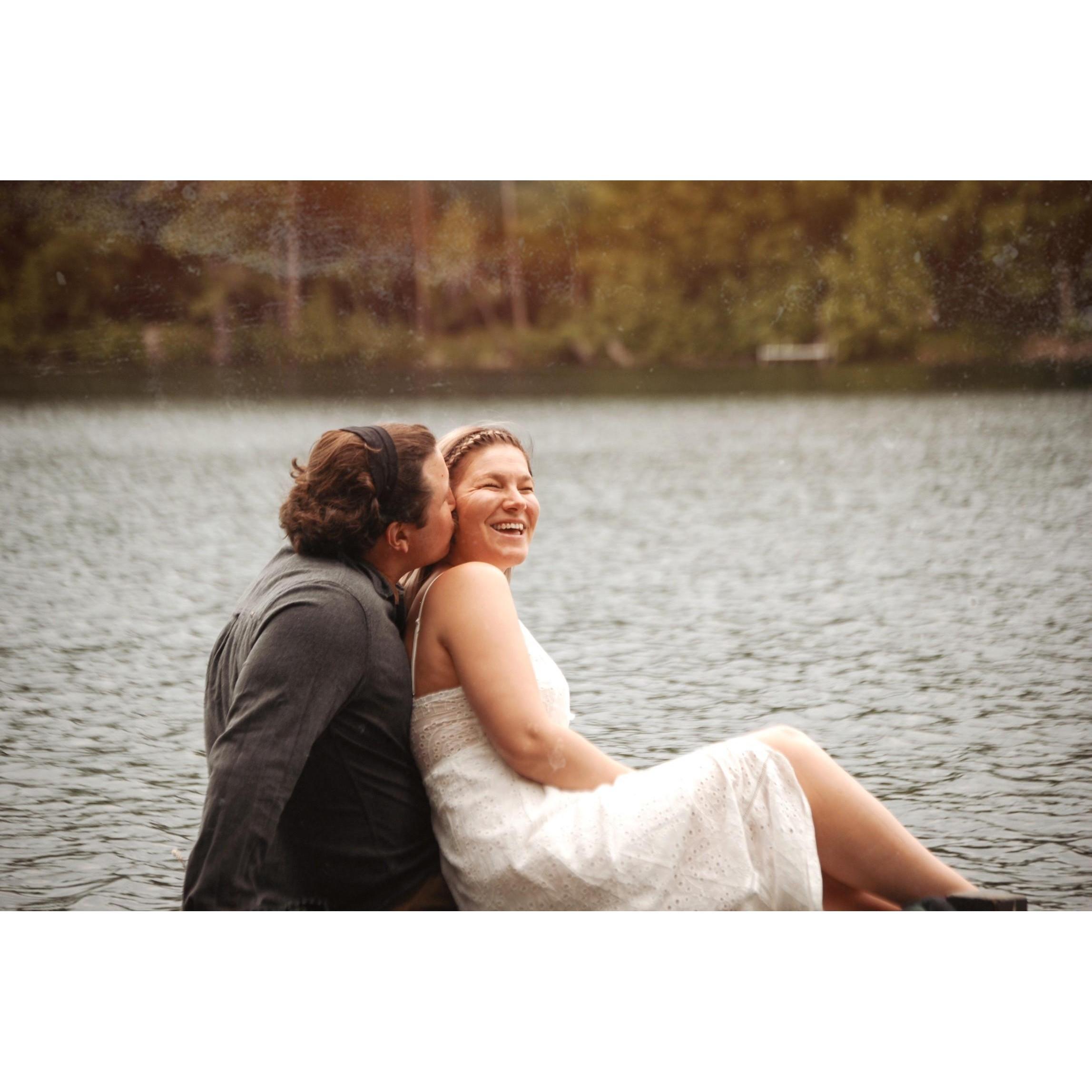 Engagement photo taken on Lake Ganoga