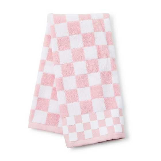 MACKENZIE-CHILDS Hand Towel, Cute Decorative Hand Towel for Bathroom and Kitchen, Pink-and-White Rosy Check