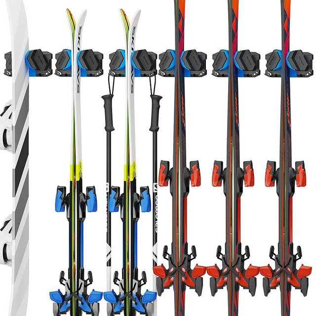 Skifavs Ski Wall Mount, Ski Snowboard Storage Rack Tool Organizers Wall Mount, Ski Storage Rack for Garage Organizer, Fits any Ski or Snowboard, Heavy Duty Nonslip Snowboard Wall Storage Rack - Blue