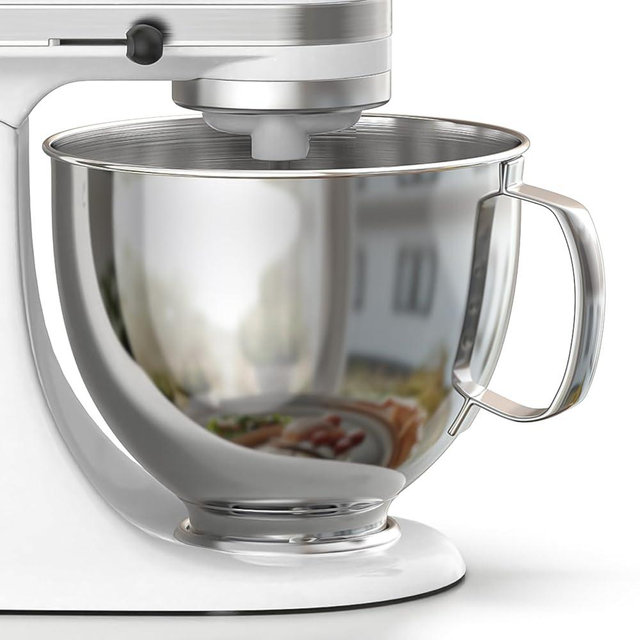 Cofun Stainless Steel Mixer Bowl For Kitchenaid Tilt-Head Stand Mixers 4.5-5 Quart, 5 qt Mixing Bowl Replacement For Kitchen aid With Anti-slip Handle, Polished