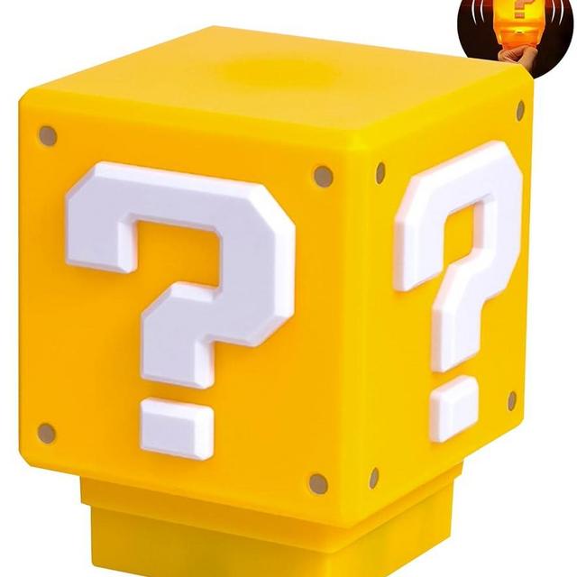 ADAPTALIFE Super Mario Bros Toys Illusion Night Light for Kids Controllable Sound Question Square LED Night Lamp Beside Lamp Gifts for Kids & Game Fans Mario Room Decorations Kids Lamp