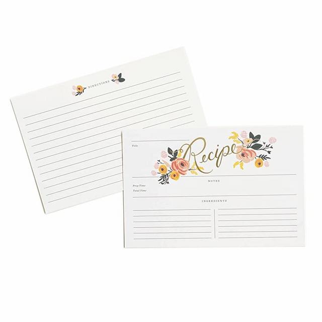 Rifle Paper Co. Peony Recipe Cards, Pack of 12, Organize Your Cooking Prowess, Make the Kitchen Easy, Cute and Fashionable, Make it Easy to Access your Favorite Recipes