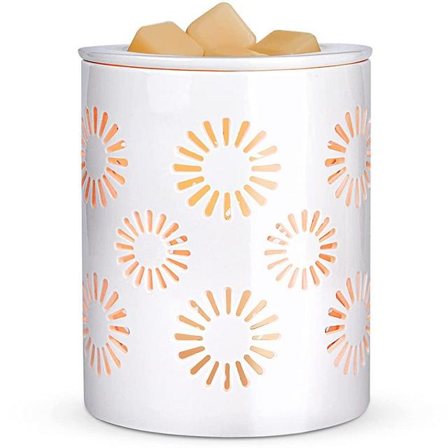 SALKING Ceramic Wax Melt Warmer, Electric Wax Warmer for Scented Wax,Candle Warmer Oil Burner with Edison Bulbs, Fragrance Warmer Wax Cubes for Home,Bedroom,Birthday Gifts for Women