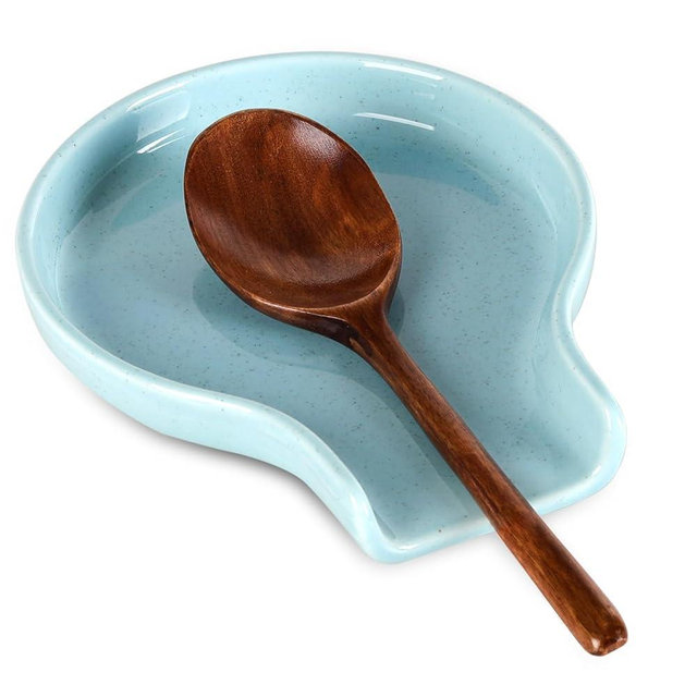 Ceramic Spoon Rest for Stove Top,Large Spoon Holder Spatula Rest for Kitchen Counter,Heat-Resistant Cooking Utensil Rest Coffee Spoon Holder,Kitchen Décor for Christmas with Gift Box Ready,6 Inch