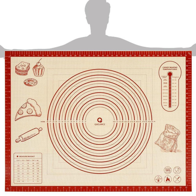 Silicone Baking Pastry Dough Mat - 32x24Inch Extra Large Cookie Bread Rolling Mats Sheet, Nonstick Kitchen Counter Kneading Board, Thick Reusable Pie Cookies Pizza Fondant Making Matt with Measurement