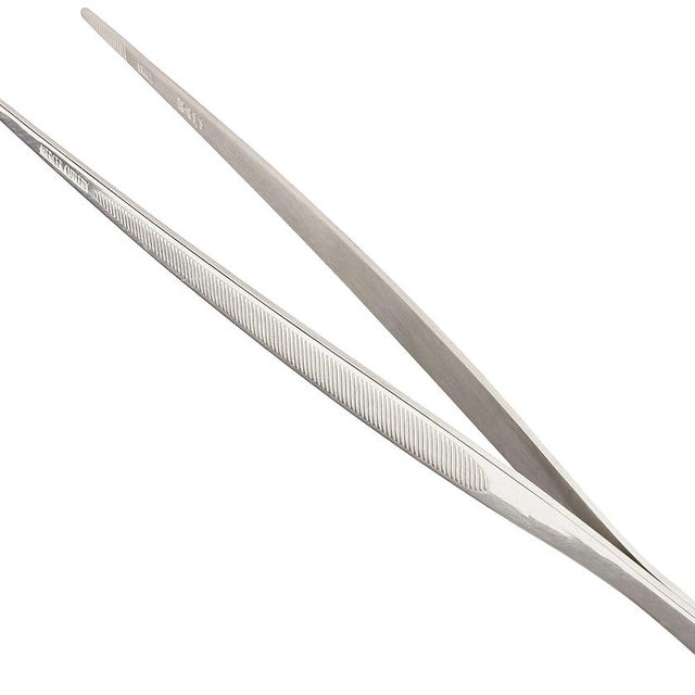 Mercer Culinary 18-8 Stainless Steel Chef Plating Tongs Straight Tip, 9-3/8 Inch