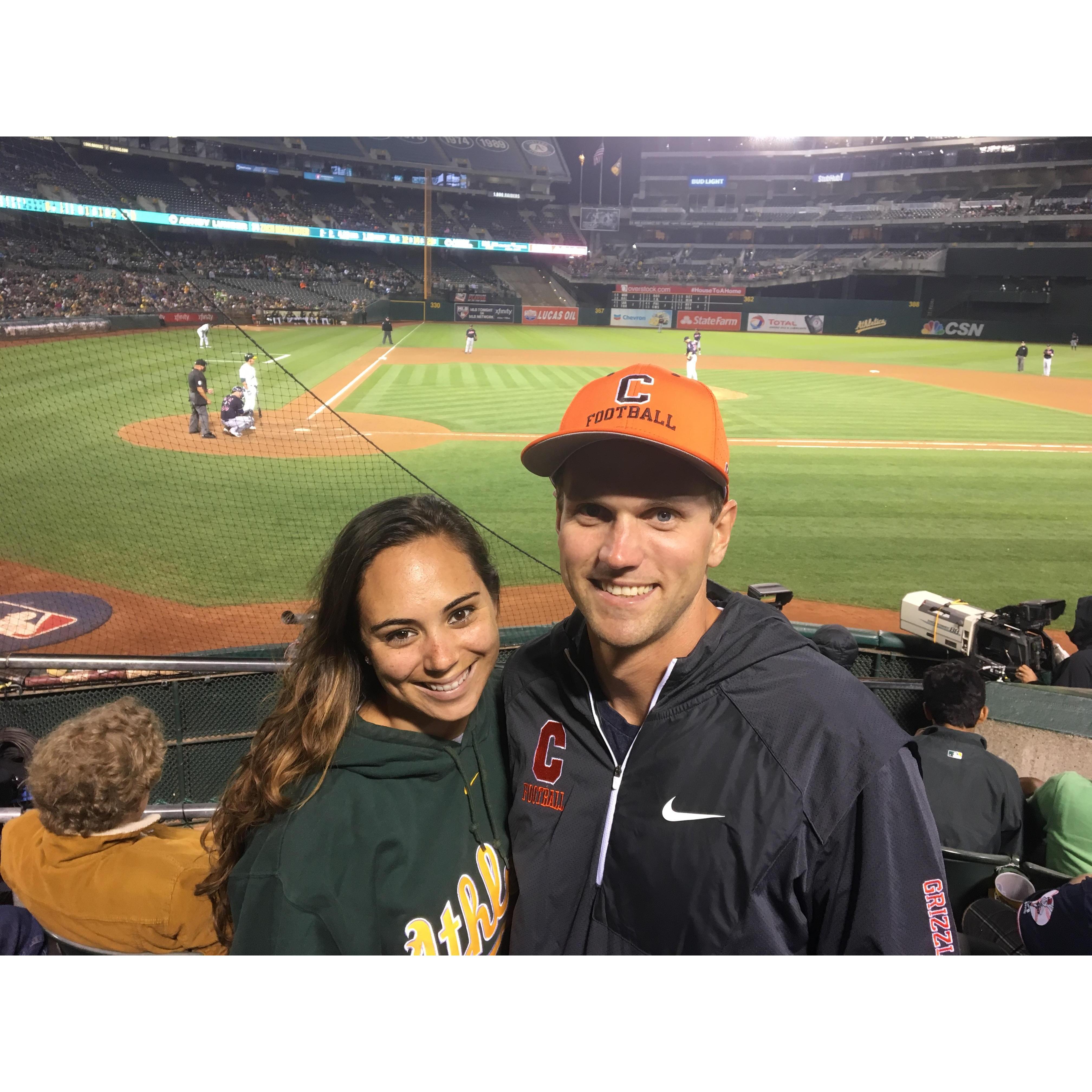 First A's game together! (Someones wearing the wrong colors)