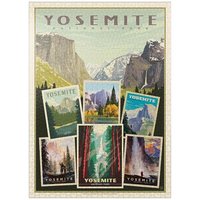 MyPuzzle Yosemite National Park: Collage Print, Vintage Poster - Premium 1000 Piece Jigsaw Puzzle for Adults